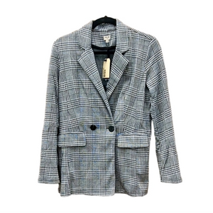 New Uniq Plaid Button Blazer Soft Jacket Business Attire‎ Small NWT